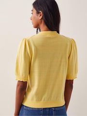 Monsoon Yellow Tegan Short Sleeve Cardigan - Image 3 of 5
