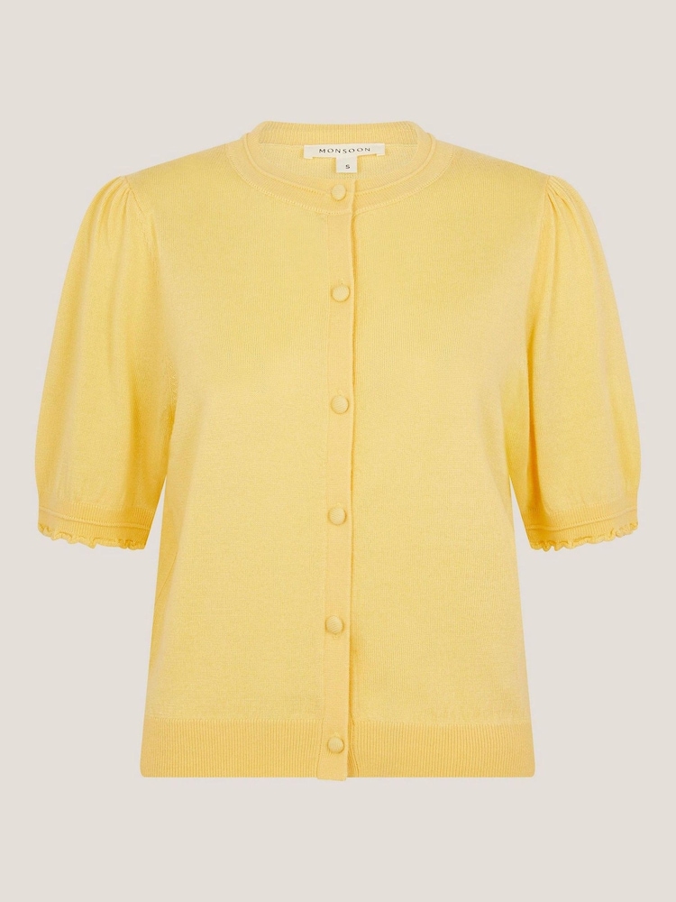 Monsoon Yellow Tegan Short Sleeve Cardigan - Image 5 of 5