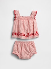 Gap Red Stripe Striped Poplin Outfit Set (Newborn-24mths) - Image 2 of 3