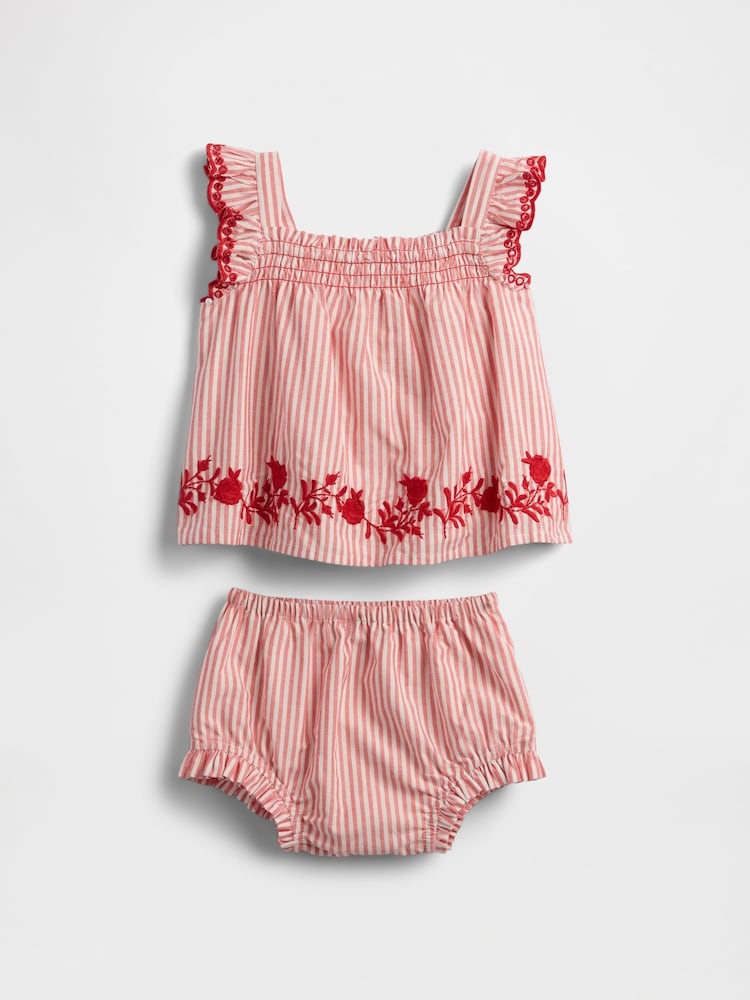 Gap Red Stripe Striped Poplin Outfit Set (Newborn-24mths) - Image 2 of 3