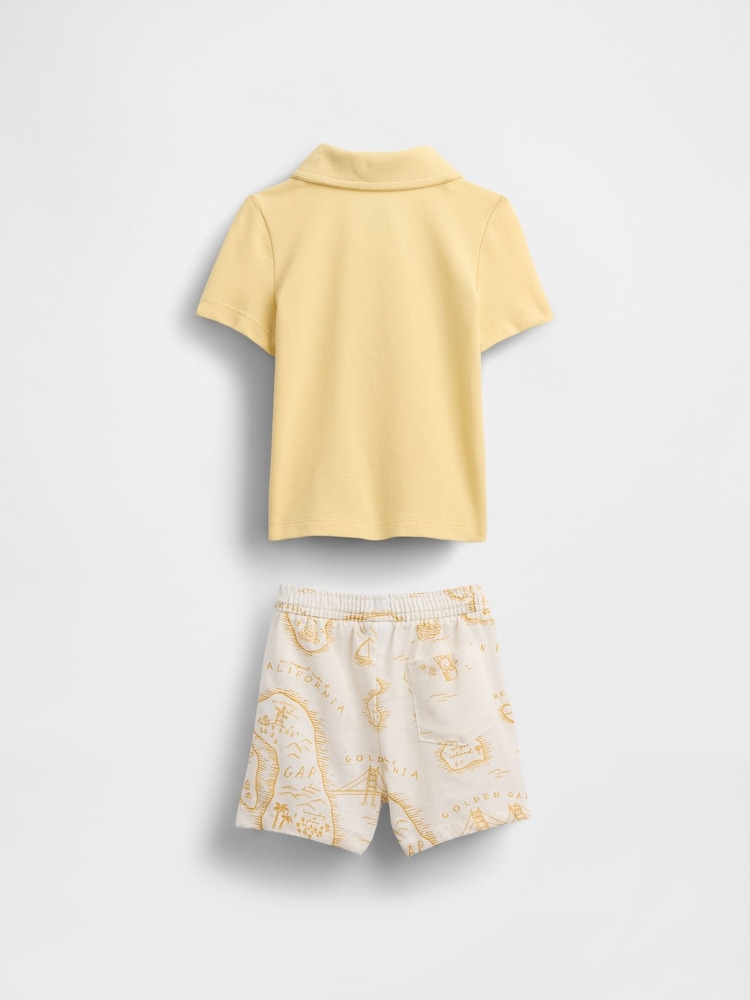 Gap Multi Baby Polo Shirt & Shorts Outfit Set (Newborn-24mths) - Image 2 of 2