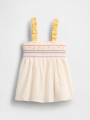 Gap Cream/Yellow Baby Embroidered Tie-Shoulder Dress (Newborn-24mths) - Image 2 of 4