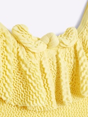 River Island Yellow Girls Textured Frill Swimsuit - Image 3 of 4