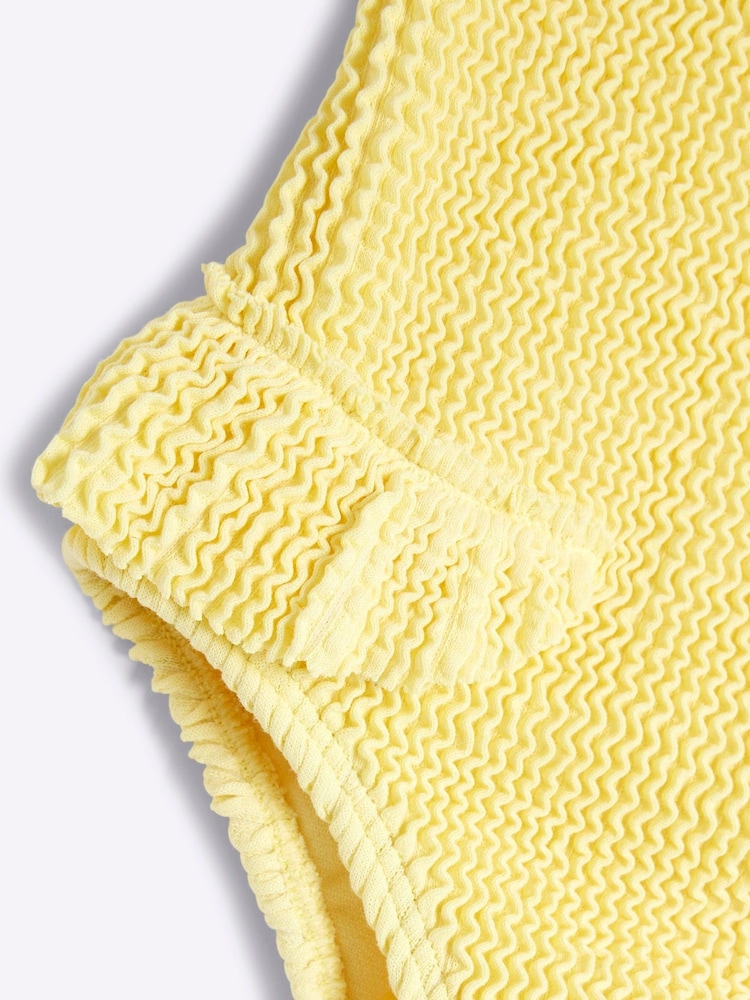 River Island Yellow Girls Textured Frill Swimsuit - Image 4 of 4