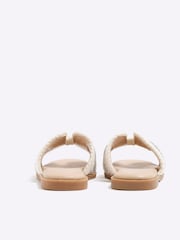 River Island Cream Girls Raffia Diamante Sandals - Image 4 of 5
