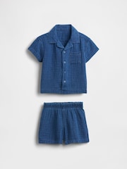 Gap Blue Crinkle Gauze Denim Outfit Set - Image 1 of 2