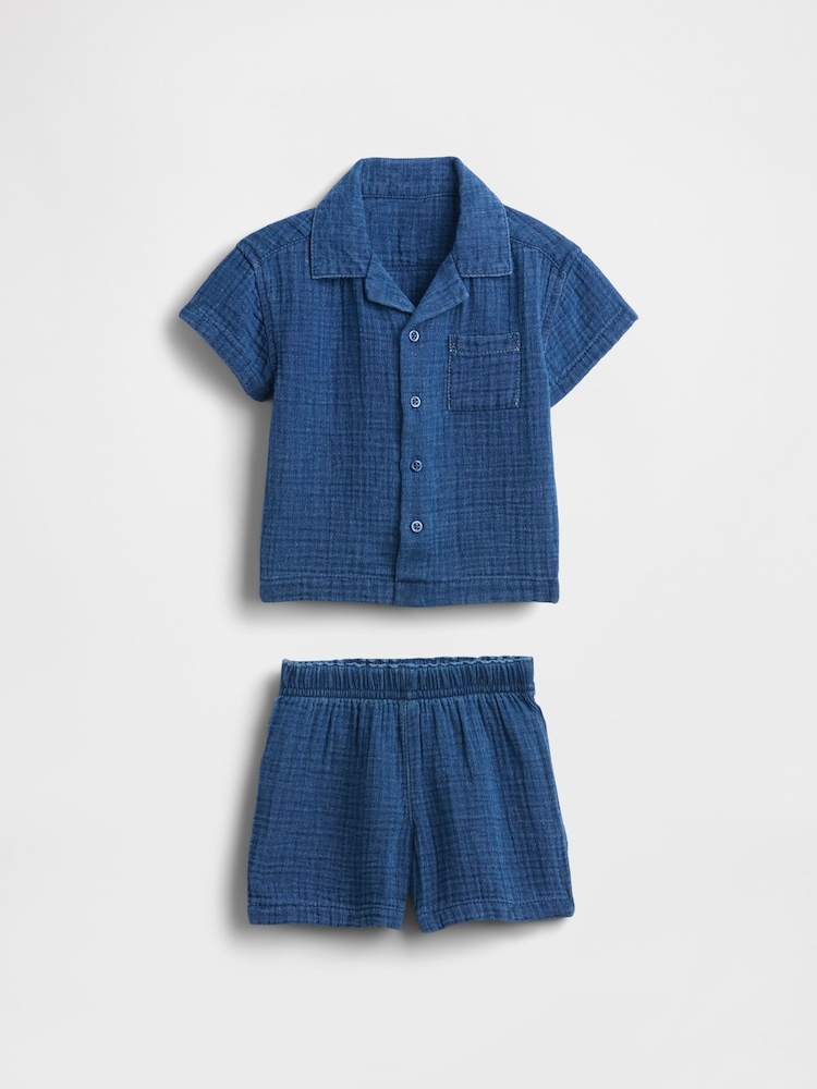Gap Blue Crinkle Gauze Denim Outfit Set - Image 1 of 2