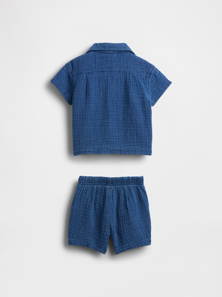 Gap Blue Crinkle Gauze Denim Outfit Set - Image 2 of 2