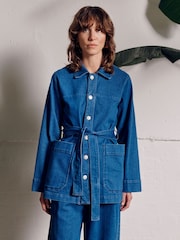 Vivere Blue Macy Belted Denim Jacket - Image 2 of 4