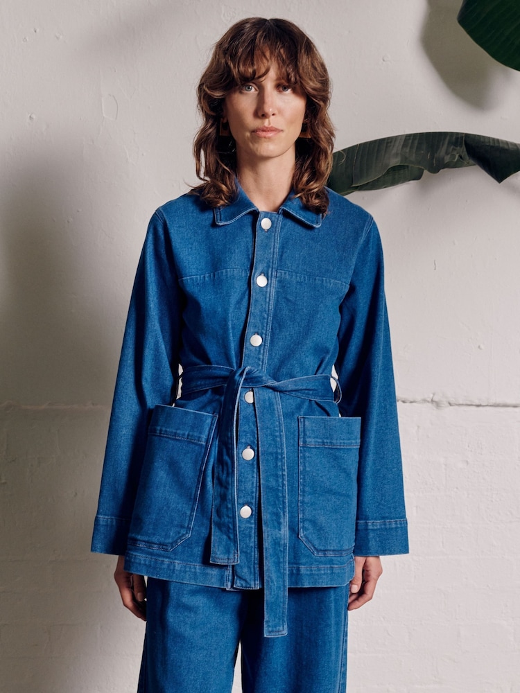 Vivere Blue Macy Belted Denim Jacket - Image 2 of 4