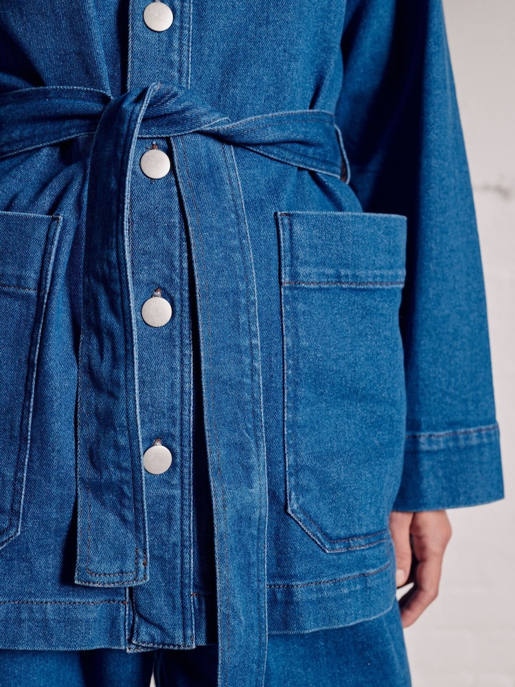Vivere Blue Macy Belted Denim Jacket - Image 4 of 4