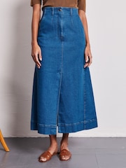Vivere Blue Dahlia Denim A-Line Skirt - Image 2 of 4