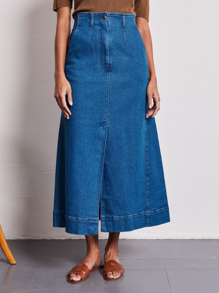 Vivere Blue Dahlia Denim A-Line Skirt - Image 2 of 4
