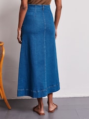 Vivere Blue Dahlia Denim A-Line Skirt - Image 3 of 4