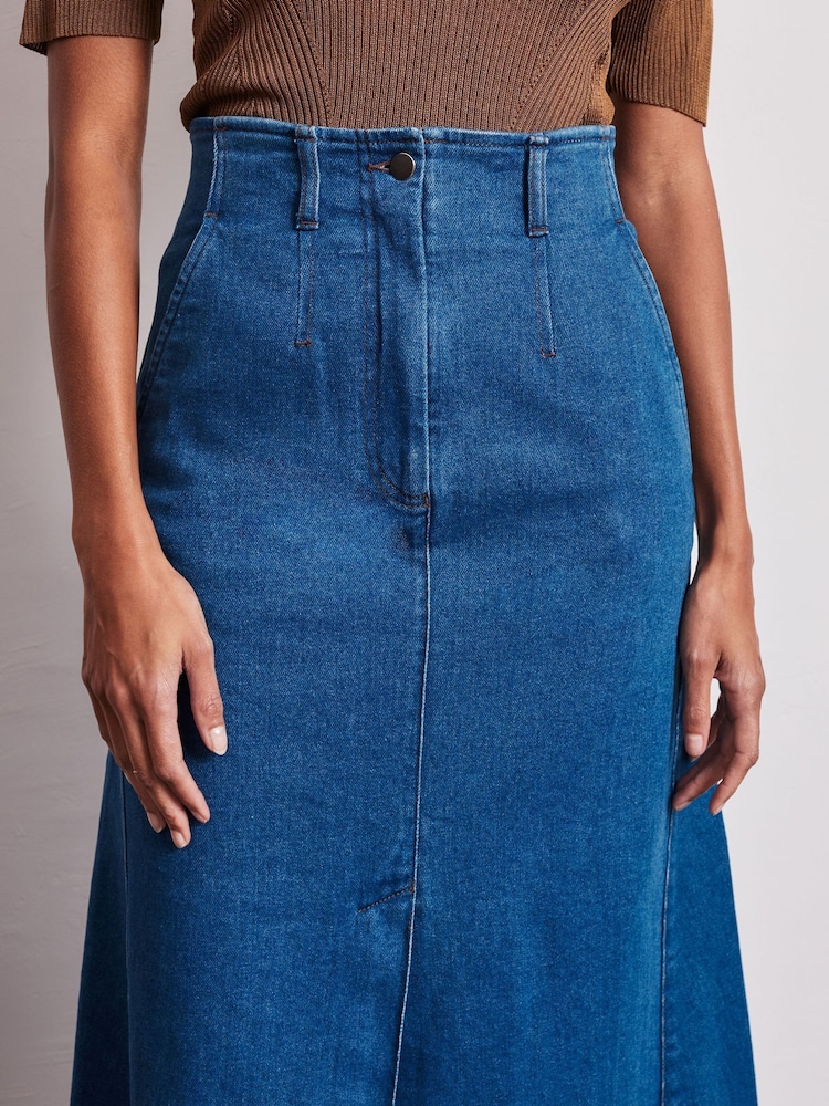 Vivere Blue Dahlia Denim A-Line Skirt - Image 4 of 4
