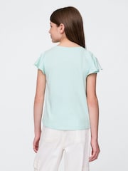 Gap Green Ariel Disney The Little Mermaid Crew Neck Flutter Sleeve T-Shirt (4-13yrs) - Image 2 of 4