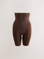 Chocolate Nude Thigh Smoother Short Seamless Firm Tummy Control Shaping Briefs - Image 1 of 4
