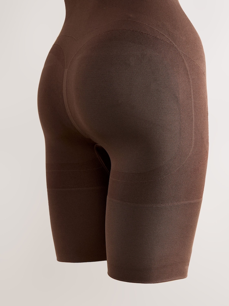 Chocolate Nude Thigh Smoother Short Seamless Firm Tummy Control Shaping Briefs - Image 2 of 4