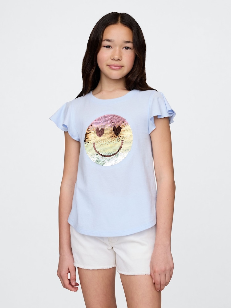 Gap Blue Flippy-Sequin Graphic T-Shirt (4-13yrs) - Image 1 of 4
