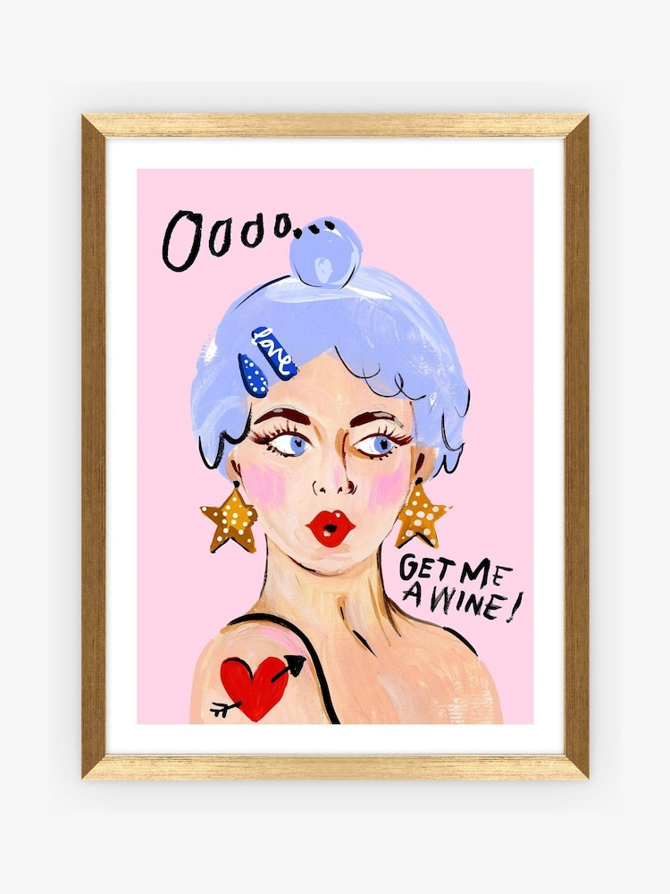 Eleanor Bowmer Gold Get Me A Wine Framed Art - Image 1 of 3