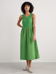 Seasalt Cornwall Green Madder Jersey Woven Mix Sleeveless Dress - Image 1 of 5