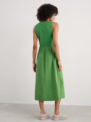 Seasalt Cornwall Green Madder Jersey Woven Mix Sleeveless Dress - Image 2 of 5