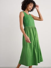 Seasalt Cornwall Green Madder Jersey Woven Mix Sleeveless Dress - Image 3 of 5