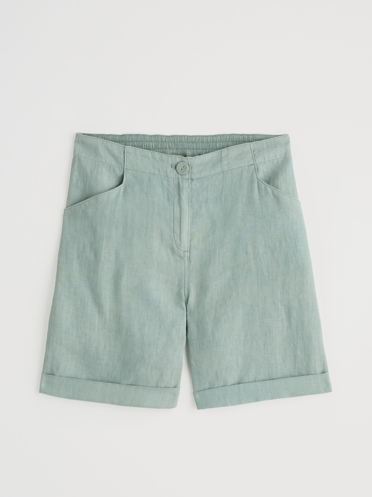 Seasalt Cornwall Grey Penderleith 100% Linen Shorts - Image 1 of 2