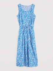 Seasalt Cornwall Blue Petite Belle Fit-and-flare Midi 100% Cotton Dress - Image 4 of 5