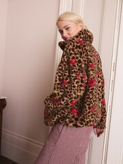 Animal/Cherry Print Borg Half Zip Fleece - Image 4 of 7