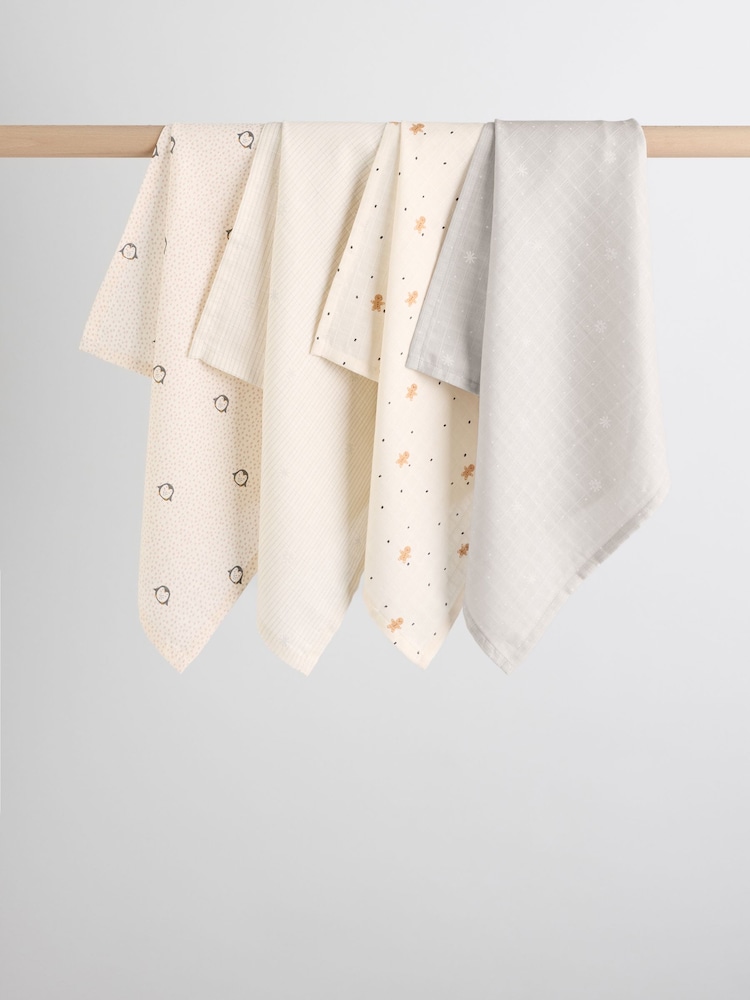 Winter Icons Baby Muslins Cloths 4 Pack - Image 1 of 5