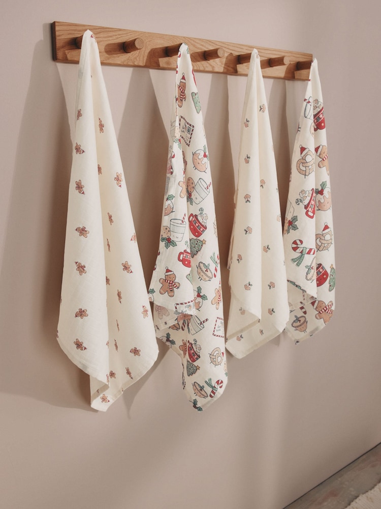 Christmas Baby Muslins Cloths 4 Pack - Image 1 of 7 Christmas Baby Muslins Cloths 4 Pack - Image 1 of 7