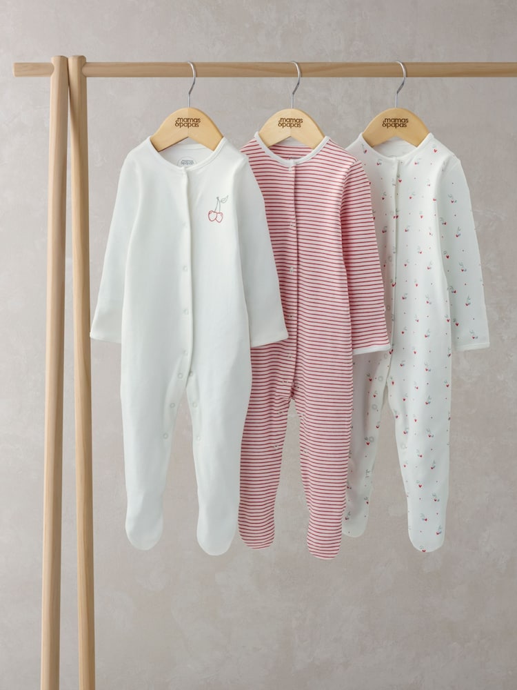Mamas & Papas 100% Cotton Bicycle Print Sleepsuits 3 Pack - Image 1 of 3