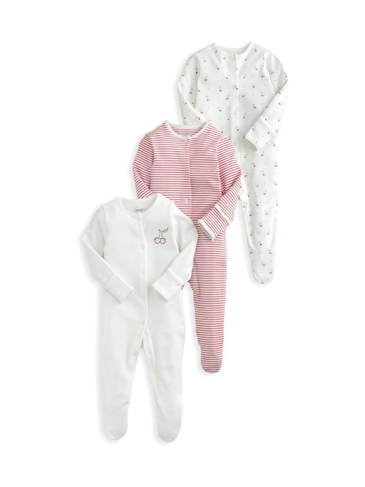 Mamas & Papas 100% Cotton Bicycle Print Sleepsuits 3 Pack - Image 2 of 3