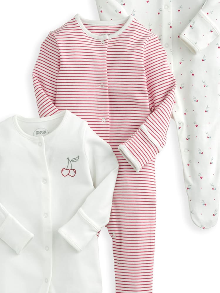 Mamas & Papas 100% Cotton Bicycle Print Sleepsuits 3 Pack - Image 3 of 3