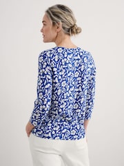 Seasalt Cornwall Blue Gypsophilia Notch Neck 100% Cotton Top - Image 2 of 5