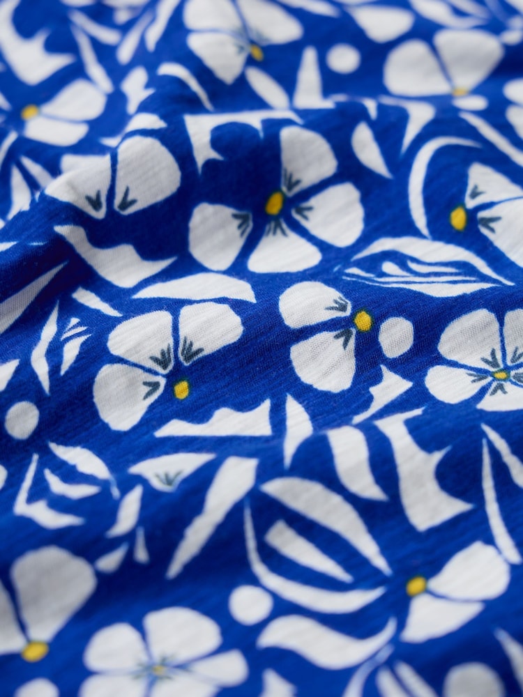Seasalt Cornwall Blue Gypsophilia Notch Neck 100% Cotton Top - Image 5 of 5
