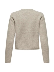 JDY Brown Crew Neck Knitted Cardigan - Image 6 of 6