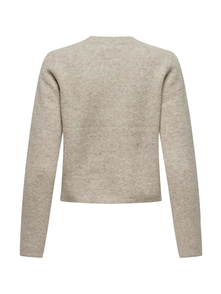 JDY Brown Crew Neck Knitted Cardigan - Image 6 of 6
