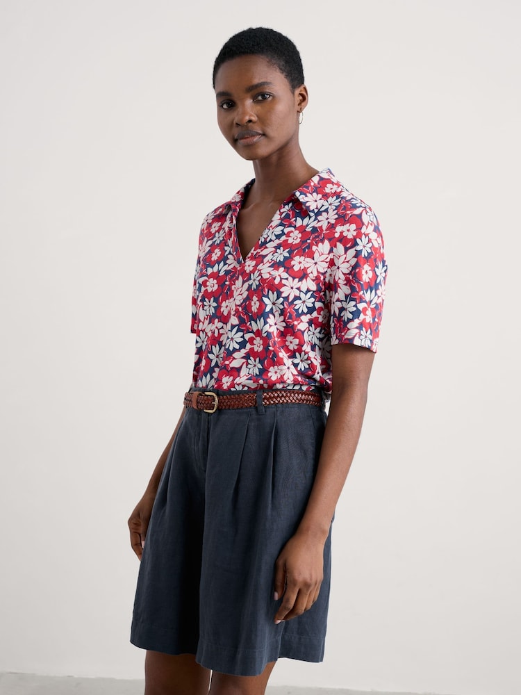Rojo - Seasalt Cornwall Misty Sky Short Sleeve Jersey Shirt - Imagen 1 de 5