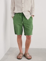Seasalt Cornwall Green Mens Sandcart 100% Linen Shorts - Image 1 of 5
