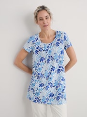 Seasalt Cornwall Blue Busy Lizzy Short Sleeve 100% Cotton Tunic - Image 1 of 5