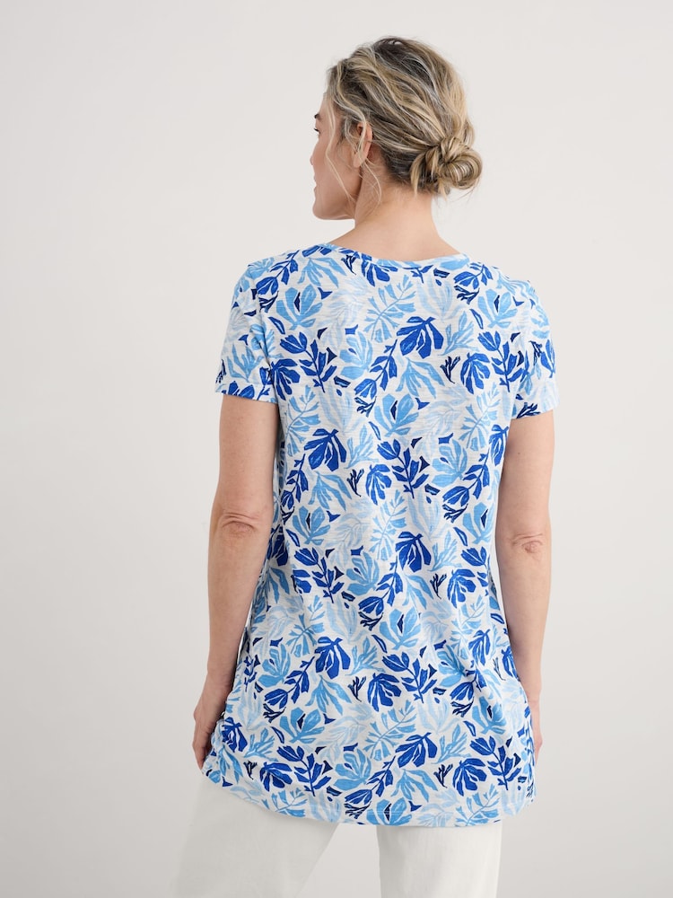 Seasalt Cornwall Blue Busy Lizzy Short Sleeve 100% Cotton Tunic - Image 2 of 5 Seasalt Cornwall Blue Busy Lizzy Short Sleeve 100% Cotton Tunic - Image 2 of 5