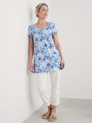 Seasalt Cornwall Blue Busy Lizzy Short Sleeve 100% Cotton Tunic - Image 3 of 5