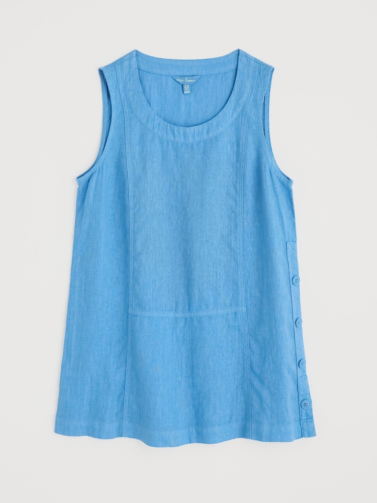 Seasalt Cornwall Blue Foredune 100% Linen Vest - Image 4 of 5
