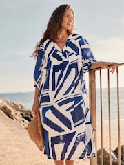 Seasalt Cornwall Blue Earth Colours Kaftan 100% Cotton Dress - Image 3 of 10