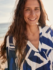 Seasalt Cornwall Blue Earth Colours Kaftan 100% Cotton Dress - Image 5 of 10