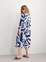 Seasalt Cornwall Blue Earth Colours Kaftan 100% Cotton Dress - Image 7 of 10
