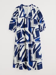 Seasalt Cornwall Blue Earth Colours Kaftan 100% Cotton Dress - Image 9 of 10