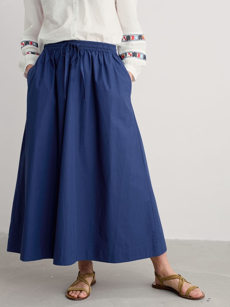 Seasalt Cornwall Blue Lake 100% Cotton Ankle Length Skirt - Image 2 of 5